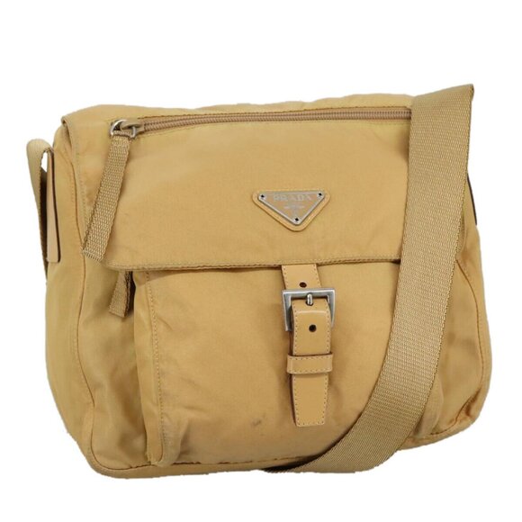 PRADA Shoulder Bag Nylon Beige Silver Auth - Picture 1 of 16